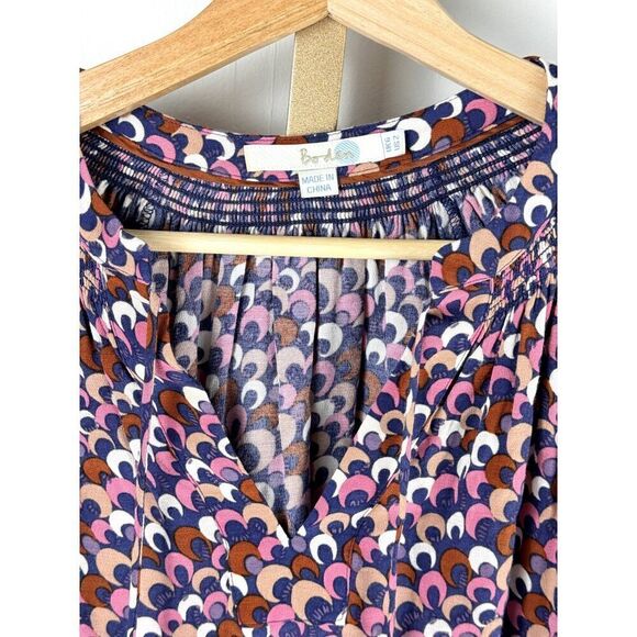 Boden Multicolor 3/4 Sleeve Notch Collar Top w/ Mod Design EUC Size US 2 UK 6 - Picture 3 of 9